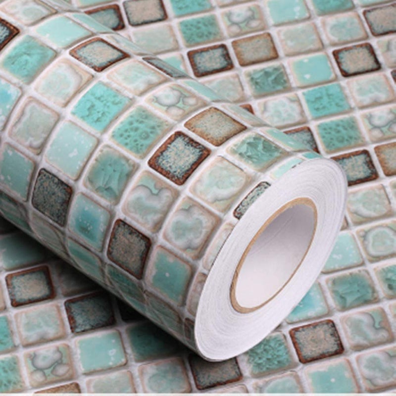 Abyssaly 15.7" X 196.8" Self-Adhesive Wallpaper Thick Removable 3D Effect Peel and Stick Wall Paper Countertop Shelf Paper Kitchen Bathroom Mosaic Wallpaper - Image 1